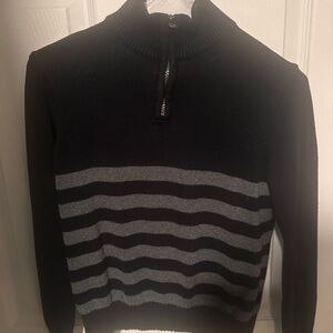 Men's Black and Gray Striped Sweater